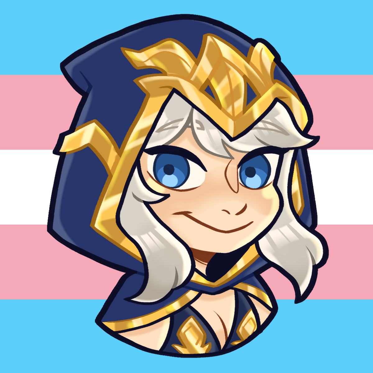 fraxiinus avatar, cartoon character with transgender flag background